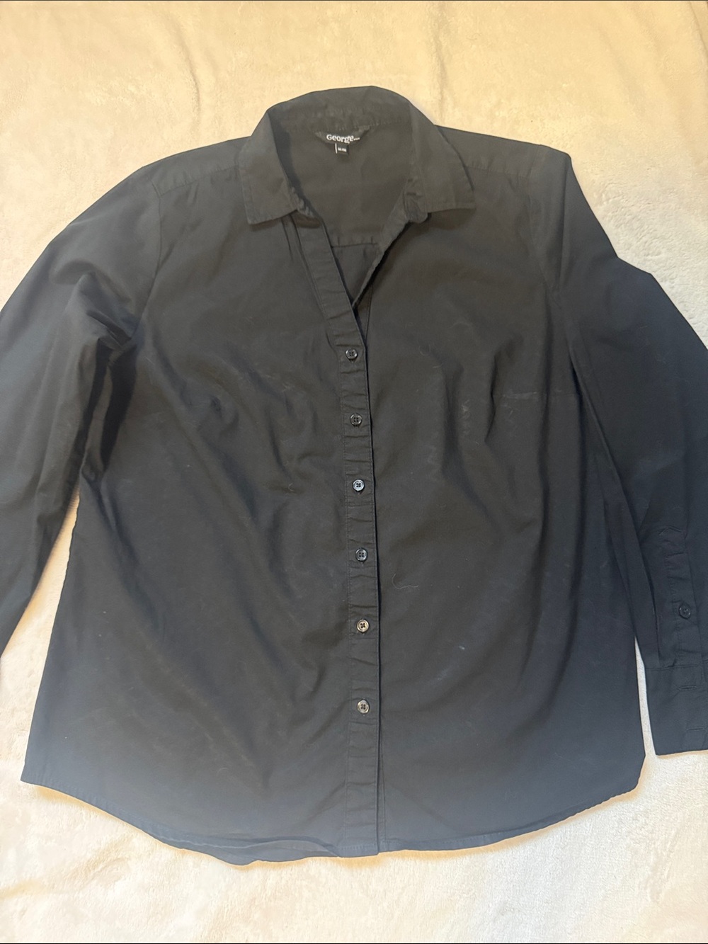 George Black Long Sleeve Button-Up Dress Shirt